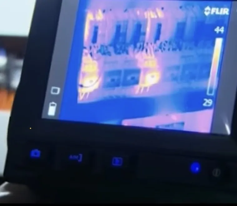 Caméra thermique FLIR pointée sur une armoire électrique